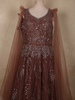 Deep Cocoa Brown Heavy Sequins and Stone Embellished Design Net Party Wear Gown