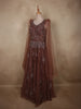 Deep Cocoa Brown Heavy Sequins and Stone Embellished Design Net Party Wear Gown