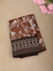 Deep Cocoa Brown Leaf Printed Design Linen Cotton Casual Wear Saree
