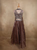 Deep Cocoa Brown Sequin and Beads Embroidered Design Organza Lehenga with Dupatta