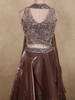 Deep Cocoa Brown Sequin and Beads Embroidered Design Organza Lehenga with Dupatta