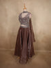 Deep Cocoa Brown Sequin and Beads Embroidered Design Organza Lehenga with Dupatta