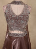 Deep Cocoa Brown Sequin and Beads Embroidered Design Organza Lehenga with Dupatta