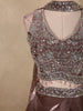 Deep Cocoa Brown Sequin and Beads Embroidered Design Organza Lehenga with Dupatta