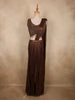 Deep Cocoa Chocolate Brown Solid Design Organza Ready to Wear Saree with Designer Blouse