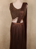 Deep Cocoa Chocolate Brown Solid Design Organza Ready to Wear Saree with Designer Blouse