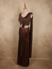 Deep Cocoa Chocolate Brown Solid Design Organza Ready to Wear Saree with Designer Blouse