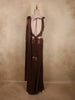 Deep Cocoa Chocolate Brown Solid Design Organza Ready to Wear Saree with Designer Blouse