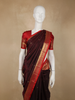 Deep Coffee Brown Butta Zari Woven Design Pure Kanchipuram Silk Saree with Contrast Zari Border