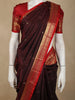 Deep Coffee Brown Butta Zari Woven Design Pure Kanchipuram Silk Saree with Contrast Zari Border