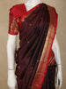 Deep Coffee Brown Butta Zari Woven Design Pure Kanchipuram Silk Saree with Contrast Zari Border