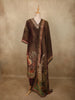 Deep Coffee Brown Floral Thread Embroidered Design Tissue Silk Salwar Suit