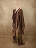 Deep Coffee Brown Floral Thread Embroidered Design Tissue Silk Salwar Suit