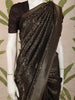 Deep Coffee Brown Floral Zari Woven Design Banarasi Silk Fancy Saree with Designer Border