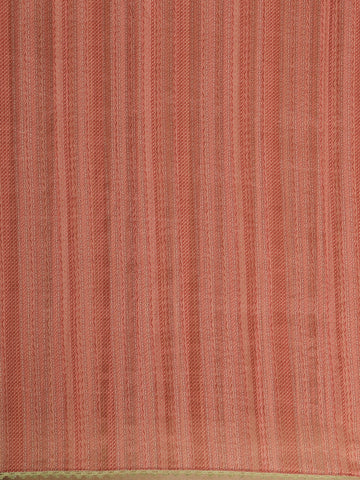 Deep Coral Floral Printed Tussar Silk Saree - Diadem