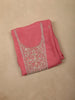 Deep Coral Pink Floral Sequins Embroidered Design Tissue Unstitched Salwar Material with Dupatta