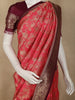 Deep Coral Red Floral Zari Woven Design Banarasi Silk Saree with Contrast Border