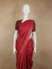 Dark Pink Checked Woven Design Pure Tussar Silk Saree