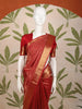 Deep Crimson Red Checked Zari Woven Design Pure Kanchipuram Silk Saree with Zari Border