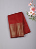 Deep Crimson Red Checked Zari Woven Design Soft Silk Fancy Saree with Zari Border