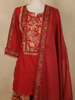 Deep Crimson Red Floral Printed Design Cotton Straight Cut Salwar Suit with Dupatta