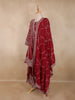 Deep Crimson Red Floral Sequins and Thread Embroidered Design Georgette Palazzo Suit with Dupatta