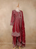 Deep Crimson Red Floral Sequins and Thread Embroidered Design Georgette Palazzo Suit with Dupatta