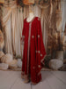 Deep Crimson Red Floral Sequins and Zari Embroidered Design Chiffon Party Wear Long Gown with Matching Dupatta