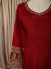 Deep Crimson Red Floral Sequins and Zari Embroidered Design Chiffon Party Wear Long Gown with Matching Dupatta