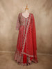 Deep Crimson Red Floral Zari Embroidered Design Georgette Mastani Lehenga with Dupatta