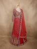 Deep Crimson Red Floral Zari Embroidered Design Georgette Mastani Lehenga with Dupatta