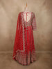 Deep Crimson Red Floral Zari Embroidered Design Georgette Mastani Lehenga with Dupatta