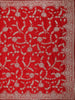 Deep Crimson Red Floral Zari Embroidered and Stone Embellished Design Crepe Designer Saree with Separate Dupatta