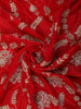 Deep Crimson Red Floral Zari Embroidered and Stone Embellished Design Crepe Designer Saree with Separate Dupatta