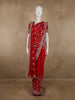 Deep Crimson Red Floral Zari Embroidered and Stone Embellished Design Crepe Designer Saree with Separate Dupatta