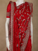 Deep Crimson Red Floral Zari Embroidered and Stone Embellished Design Crepe Designer Saree with Separate Dupatta
