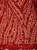 Deep Crimson Red Heavy Sequins Embroidered Design Net Designer Saree with Blouse
