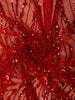 Deep Crimson Red Heavy Sequins Embroidered Design Net Designer Saree with Blouse