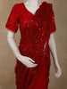Deep Crimson Red Heavy Sequins Embroidered Design Net Designer Saree with Blouse