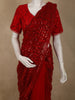 Deep Crimson Red Heavy Sequins Embroidered Design Net Designer Saree with Blouse