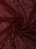 Deep Crimson Red Heavy Sequins and Beads Embroidered Design Pure Organza Fancy Saree with Scalloped Border