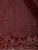 Deep Crimson Red Heavy Sequins and Beads Embroidered Design Pure Organza Fancy Saree with Scalloped Border