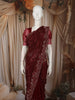 Deep Crimson Red Heavy Sequins and Beads Embroidered Design Pure Organza Fancy Saree with Scalloped Border