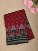 Deep Crimson Red Ikat Printed Design Chanderi Cotton Saree with Zari Border