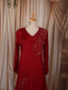 Deep Crimson Red Leaf Sequins and Beads Embroidered Design Chiffon Fancy Palazzo Suit