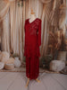 Deep Crimson Red Leaf Sequins and Beads Embroidered Design Chiffon Fancy Palazzo Suit