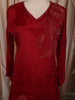 Deep Crimson Red Leaf Sequins and Beads Embroidered Design Chiffon Fancy Palazzo Suit