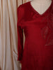 Deep Crimson Red Leaf Sequins and Beads Embroidered Design Chiffon Fancy Palazzo Suit