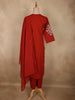 Deep Crimson Red Thread Embroidered Design Cotton Salwar Suit with Dupatta