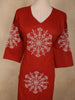 Deep Crimson Red Thread Embroidered Design Cotton Salwar Suit with Dupatta